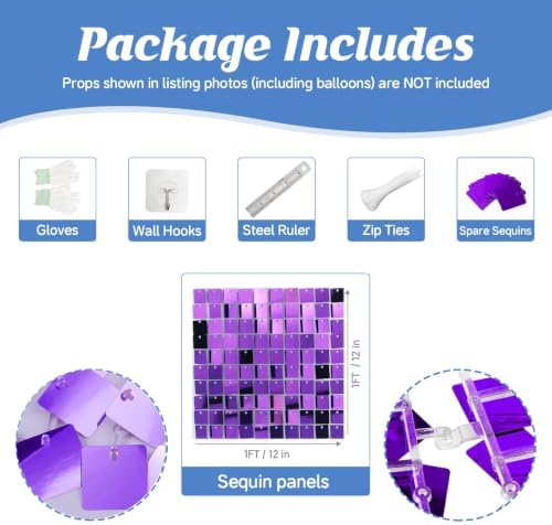 24 Pcs Purple Shimmer Wall Backdrop,4x6 FT for Party in 4x6 FT, alternate view 3