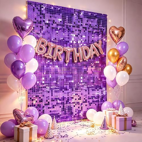 24 Pcs Purple Shimmer Wall Backdrop,4x6 FT for Party in 4x6 FT, alternate view 5