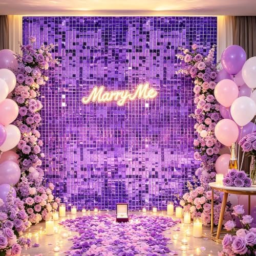 24 Pcs Purple Shimmer Wall Backdrop,4x6 FT for Party in 4x6 FT, alternate view 6