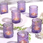 24 Pcs Purple Votive Candle Holders for Wedding Table Centerpieces in Purple