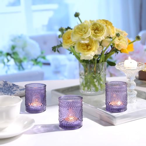 24 Pcs Purple Votive Candle Holders for Wedding Table Centerpieces in Purple, alternate view 4