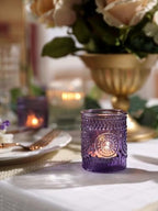 24 Pcs Purple Votive Candle Holders for Wedding Table Centerpieces in Purple, alternate view 5