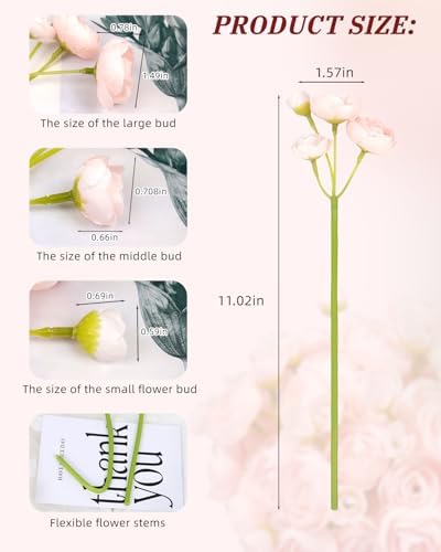 24 Pcs Ranunculus Artificial Flower Faux Silk Mini Ranunculus Flowers Fake Flowers for DIY Bouquet, Centerpieces, alternate