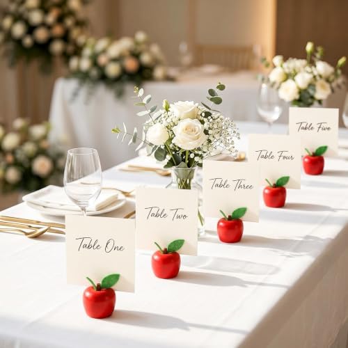 24 Pcs Red Apple Place Card Holders Resin Table Name Stand in Red, alternate view 2