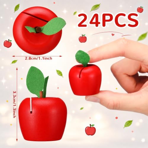 24 Pcs Red Apple Place Card Holders Resin Table Name Stand in Red, alternate view 3
