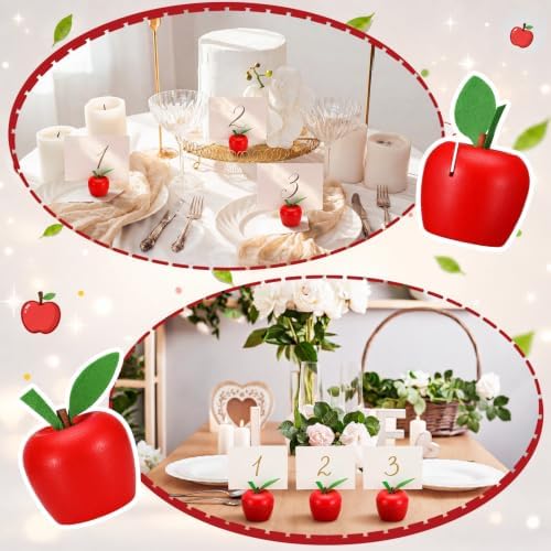 24 Pcs Red Apple Place Card Holders Resin Table Name Stand in Red, alternate view 4