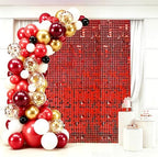 24 Pcs Red Shimmer Wall Backdrop,4x6 FT for Party in 4x6 FT