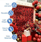 24 Pcs Red Shimmer Wall Backdrop,4x6 FT for Party in 4x6 FT, alternate view 2