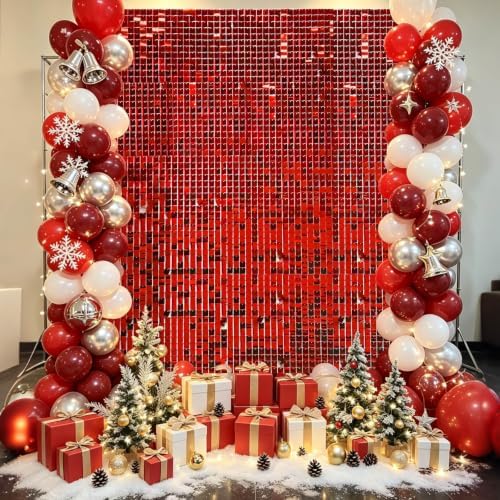 24 Pcs Red Shimmer Wall Backdrop,4x6 FT for Party in 4x6 FT, alternate view 5
