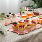 24 Pcs Rose Gold Disposable Paper Serving Trays with Trim Border 9" x 13" Paper Plates for Dinner Cookie Cake, alternate view