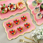 24 Pcs Rose Gold Disposable Paper Serving Trays with Trim Border 9" x 13" Paper Plates for Dinner Cookie Cake, alternate view