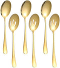 24 PCS Serving Spoons Set, 8.7 Inch Serving Spoon, Slotted Spoons, Gold in Gold