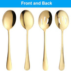 24 PCS Serving Spoons Set, 8.7 Inch Serving Spoon, Slotted Spoons, Gold in Gold, alternate view 6