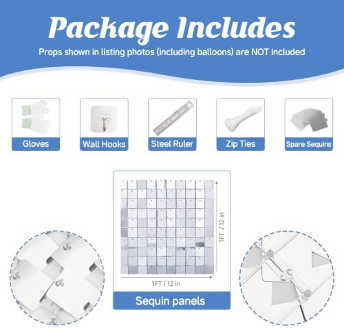 24 Pcs Silver Shimmer Wall Backdrop,4x6 FT for Party in 4x6 FT, alternate view 3