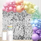 24 Pcs Silver Shimmer Wall Backdrop Panels, 4 x 6 FT for Party Decorations in 6ftx4ft in Silver