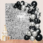 24 Pcs Silver Shimmer Wall Backdrop Panels for Party Decoration