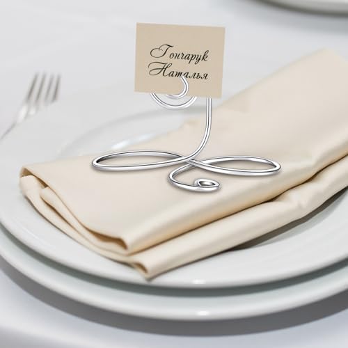 24 Pcs Silver Wire Place Card Holders Table Number Stands in silver, alternate view 2