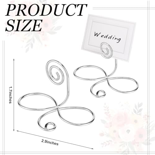 24 Pcs Silver Wire Place Card Holders Table Number Stands in silver, alternate view 3