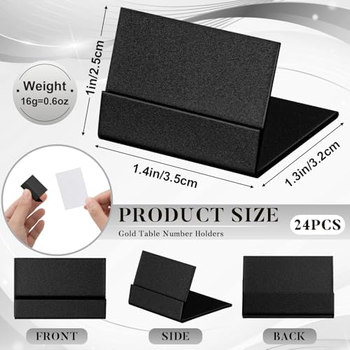 24 Pcs Small Table Number Holder Metal Place Card Holder, Black in Black, alternate view 2
