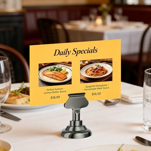 24 Pieces Table Card Holder Place Card Holders 1.7 inches Gold Steel Card Holders for Photos, Food Signs, Memo, alternate