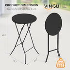 24" Plastic Folding Round Table Bar Height, HDPE Matrial with Gray Metal Finish, High Top Table for Outdoor, alternate view 3