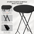 24" Plastic Folding Round Table Bar Height, HDPE Matrial with Gray Metal Finish, High Top Table for Outdoor, alternate view 4
