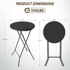 24" Plastic Folding Round Table Bar Height, HDPE Matrial with Gray Metal Finish, High Top Table for Outdoor, alternate view 5