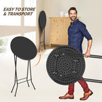 24" Plastic Folding Round Table Bar Height, HDPE Matrial with Gray Metal Finish, High Top Table for Outdoor, alternate view 7
