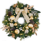 24" Prelit Christmas Wreath for Front Door with Light (Gold) in Gold