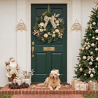 24" Prelit Christmas Wreath for Front Door with Light (Gold) in Gold, alternate view 4