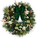 24" Prelit Christmas Wreath for Front Door with Light (Green) in Green Gold