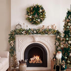 24" Prelit Christmas Wreath for Front Door with Light (Green) in Green Gold, alternate view 2