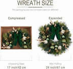 24" Prelit Christmas Wreath for Front Door with Light (Green) in Green Gold, alternate view 5