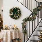 24" Prelit Christmas Wreath for Front Door with Light (Green) in Green Gold, alternate view 6
