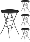 24" Round Folding Table, Plastic Bar Height Tables for Parties Black