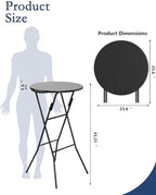 24" Round Folding Table, Plastic Bar Height Tables for Parties Black, alternate view 3