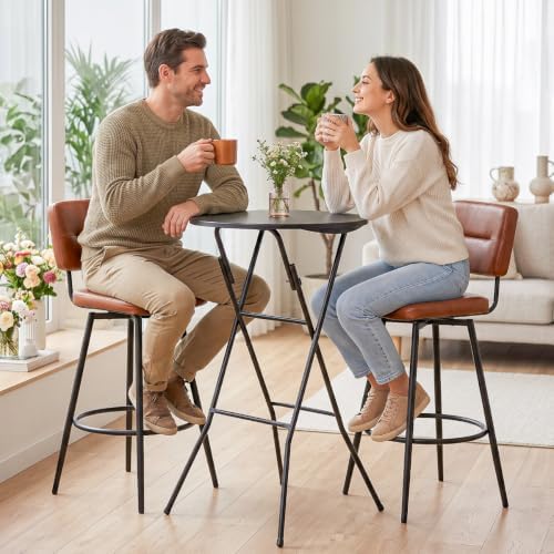 24" Round Folding Table, Plastic Bar Height Tables for Parties Black, alternate view 5