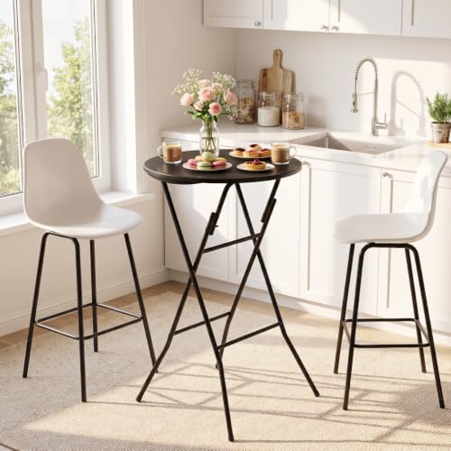 24" Round Folding Table, Plastic Bar Height Tables for Parties Black, alternate view 7