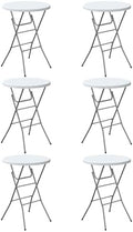 24" Round Folding Table, Plastic Bar Height Tables for Parties White in White