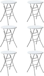 24" Round Folding Table, Plastic Bar Height Tables for Parties White in White