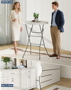 24" Round Folding Table, Plastic Bar Height Tables for Parties White in White, alternate view 5