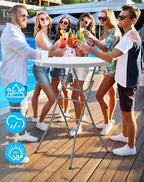 24" Round Folding Table, Plastic Bar Height Tables for Parties White in White, alternate view 6