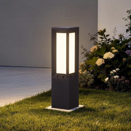 24" Solar Pathway Lights Outdoor IP65 Waterproof Landscape Path Lights in Black Grey