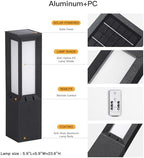 24" Solar Pathway Lights Outdoor IP65 Waterproof Landscape Path Lights in Black Grey, alternate view 2