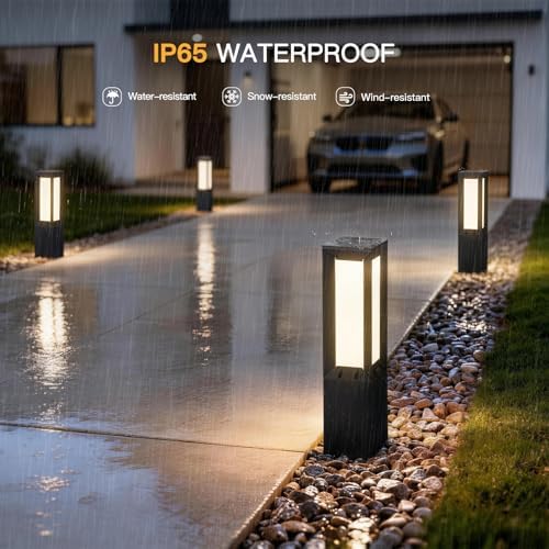 24" Solar Pathway Lights Outdoor IP65 Waterproof Landscape Path Lights in Black Grey, alternate view 4