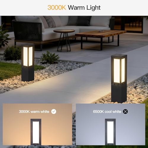 24" Solar Pathway Lights Outdoor IP65 Waterproof Landscape Path Lights in Black Grey, alternate view 6