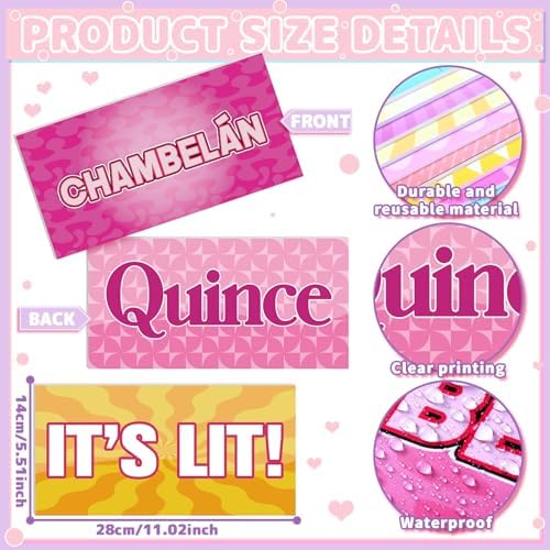 24 Spanish Quinceanera Photo Booth Props, Double Sided PVC Signs in Colorful, alternate view 3