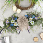 24'' Spring Wreaths for Front Door Summer Floral Swag Blue Spring Door Wreath with Wildflower Lanvender for Wall, alternate