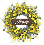 24'' Sunflower Wreaths for Front Door, Welcome Front Door Wreath Summer