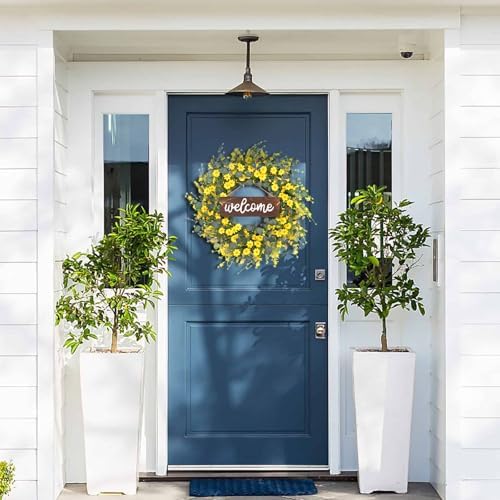 24'' Sunflower Wreaths for Front Door, Welcome Front Door Wreath Summer, alternate view 2